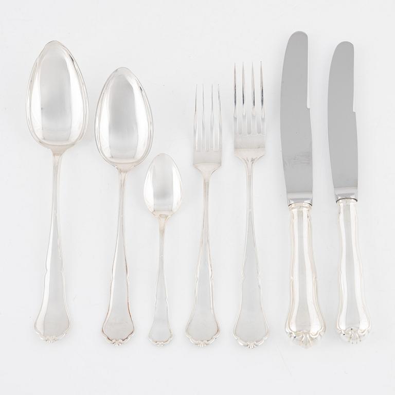 Bestickservis, 54 delar, silver, "Chippendale", Auran Kultaseppä, Åbo, bl.a. 1985.