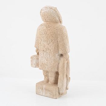 Emil Näsvall, skulptur, signerad och daterad. Bemålad gips.