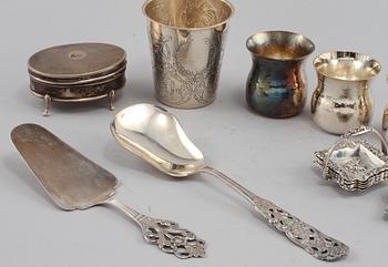 PARTI SILVER, 8 delar, 1900-tal, total vikt 505 gram.