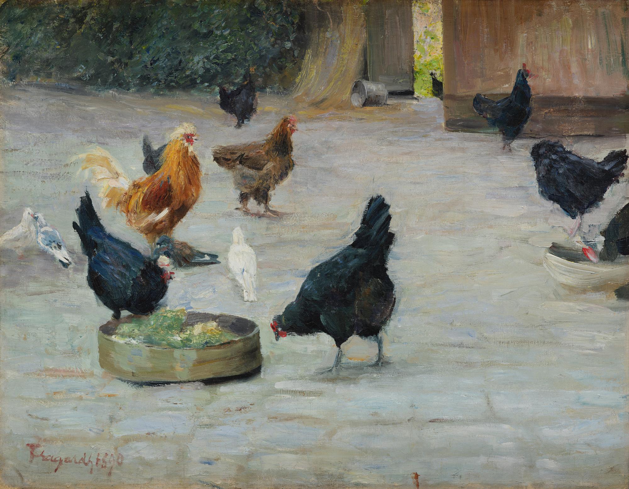 Carl Trägårdh, Pecking chickens.