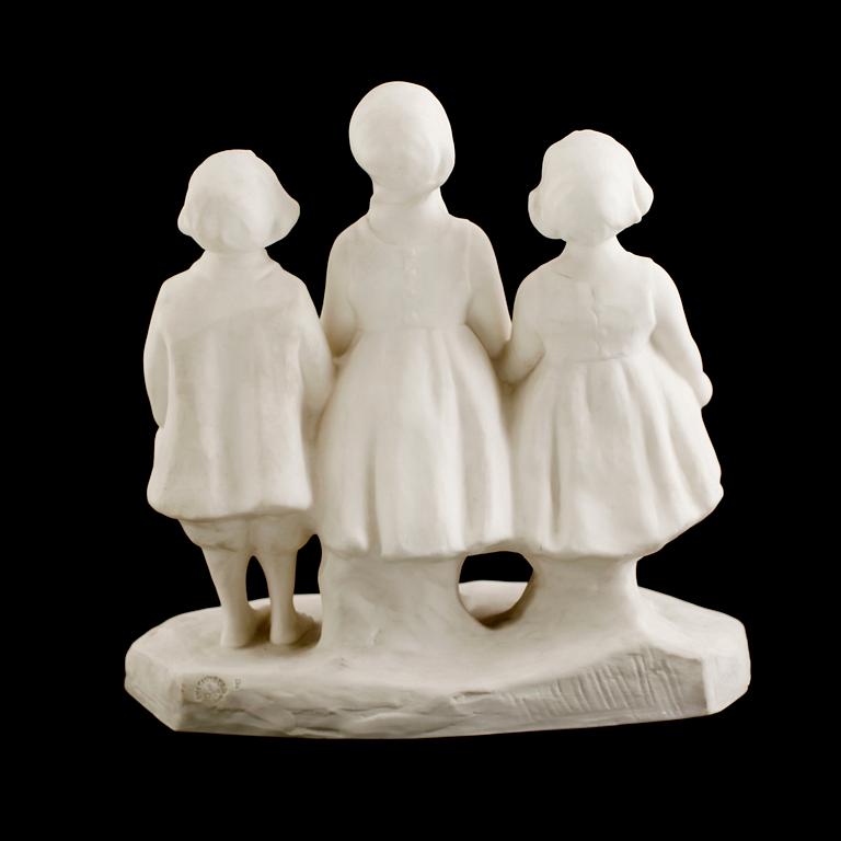 FIGURGRUPP, parian, "Vildgässen", Alice Nordin, Gustavsberg 1924.