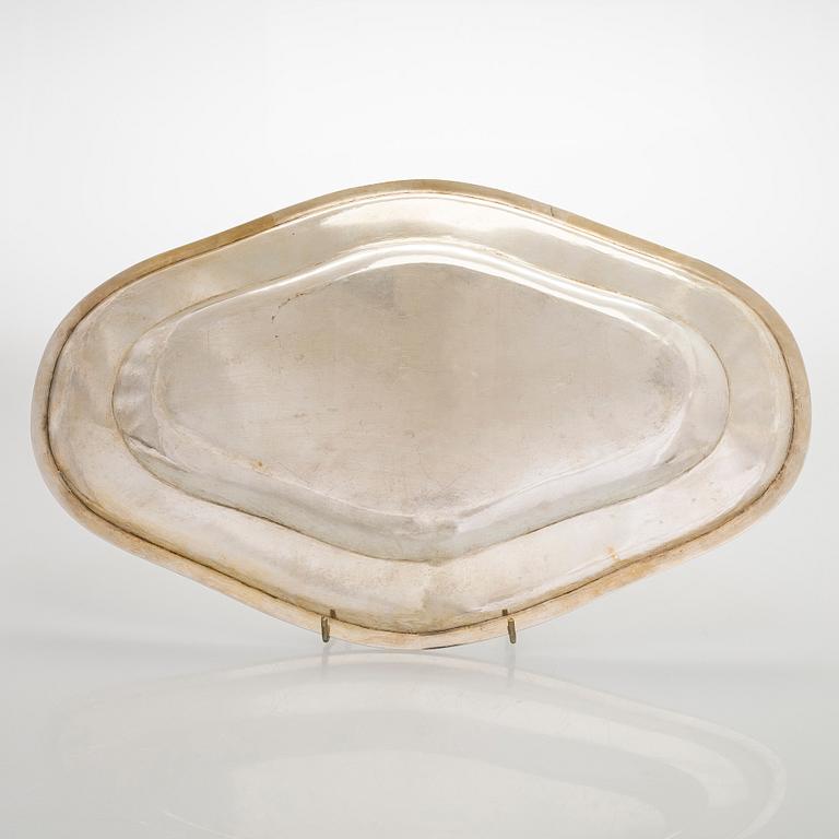 Serving platter, silver, Czechoslovakia, and twelve serving utensils, Alexander Sturm, Austria-Hungary, 1867-1941.