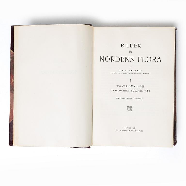 Books, 3 volumes. C.A.M. Lindman, *Bilder ur Nordens Flora*, 1922 and 1926 respectively.