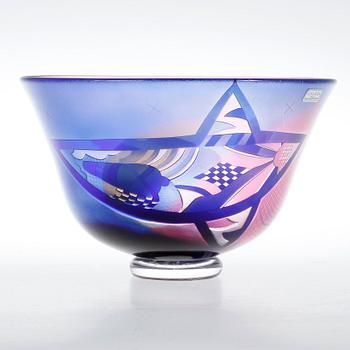 SKÅL, glas, "Nefertiti" Bertil Vallien, Kosta Boda 1988 Unik.