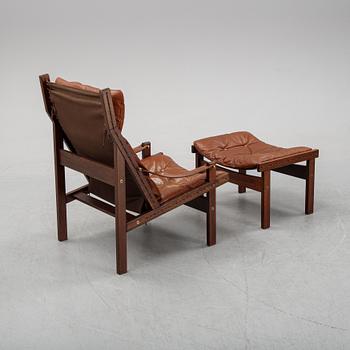 Torbjørn Afdal, a 'Hunter' leather easy chair and ottoman, Bruksbo, Norway, 1960's/70's.