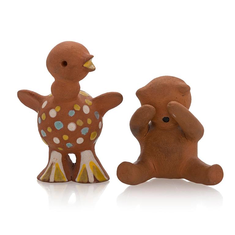 Marita Lybeck, Two red clay figurines, signed ML.
