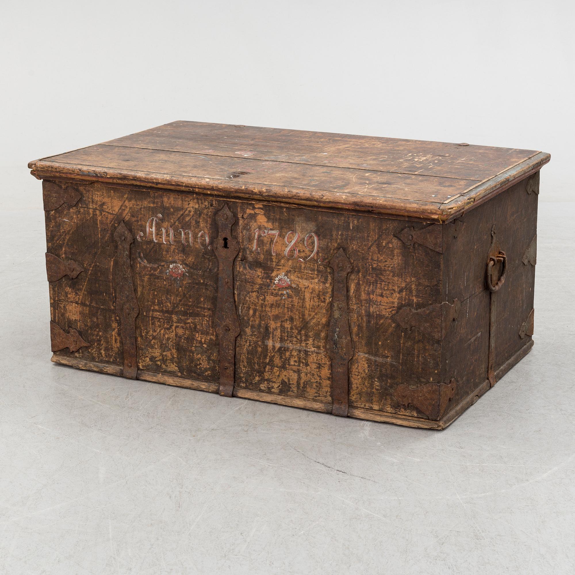a 18th century wooden chest.