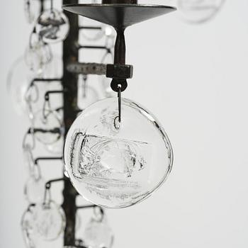 Erik Höglund, a wrought iron and glass chandelier, Boda Smide.