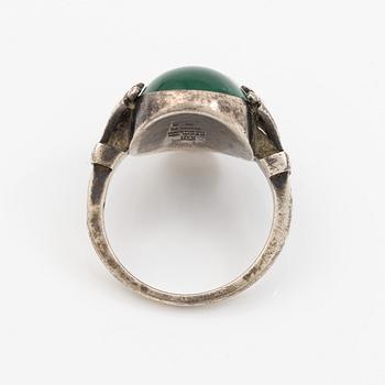 Georg Jensen, ring sterling silver with cabochon-cut green quartz.