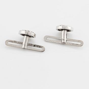Dress shirt studs, 18K white gold with octagon-cut diamonds.