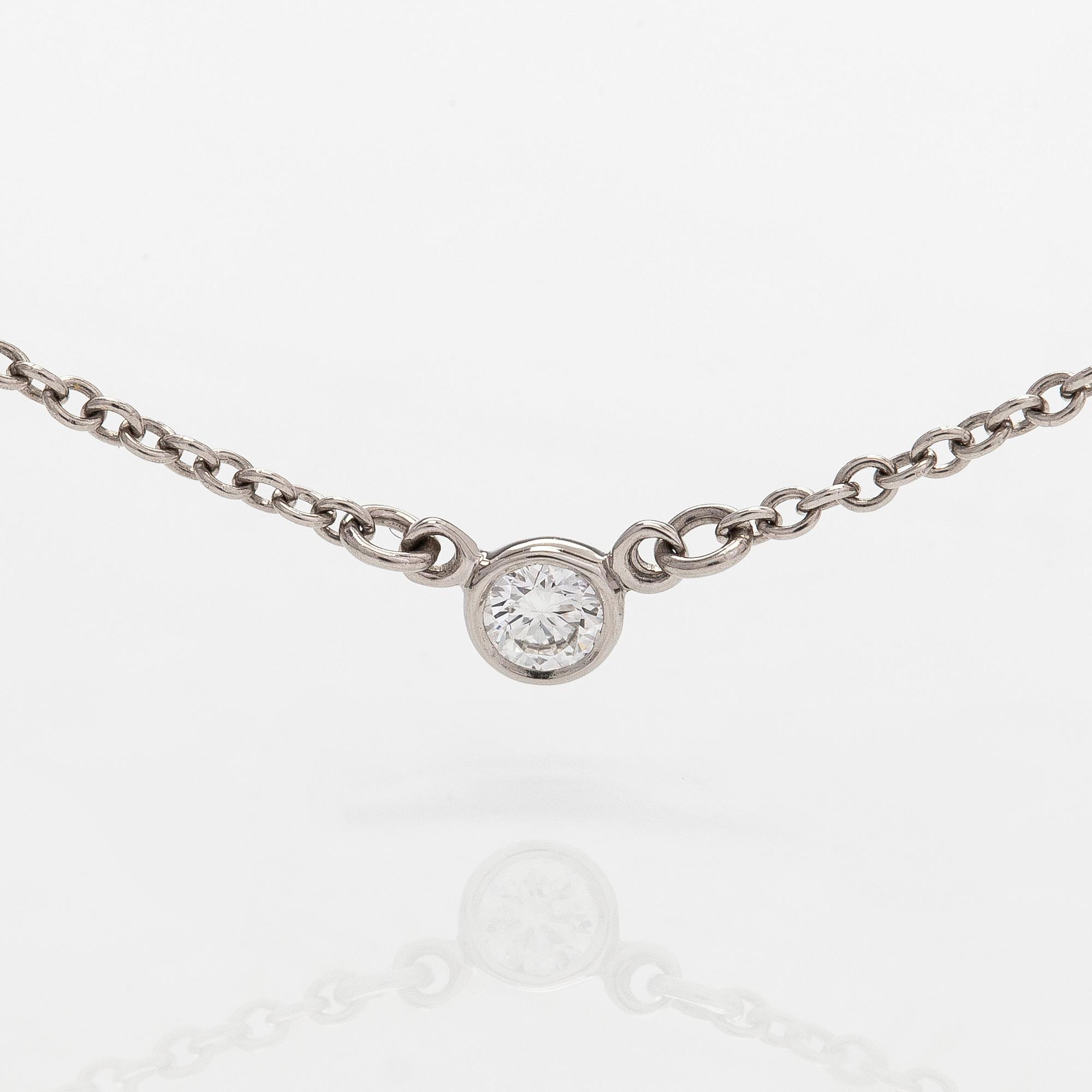 Tiffany & Co, Elsa Peretti, a platinum necklace, "Diamonds by the Yard",with a diamond approx. 0.05 ct.