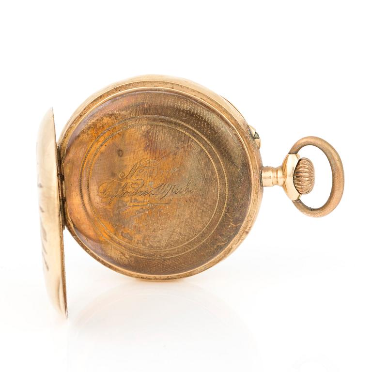 FICKUR, dam, 14K guld och gulmetall, Schweiz, 1900-talets första hälft.