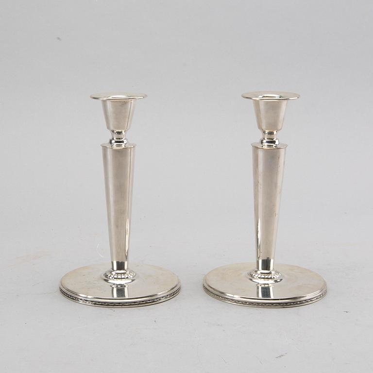 A pair of 20th century Swedish silver candle sticks mark of E Råström Stockholm 1949, weight 340 gr.