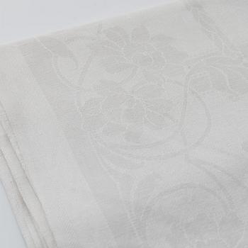 Four linen damask tablecloths.
