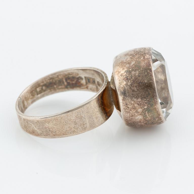 Necklace, bracelet, and a ring, silver with rock crystal, including pieces by Gert Thysell.