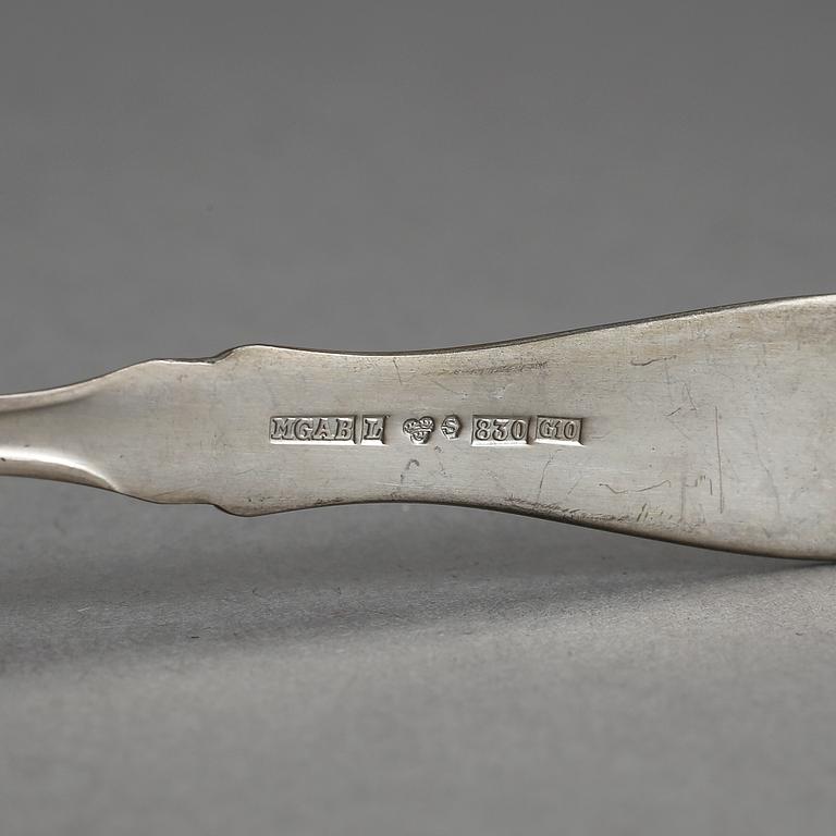 KAFFESKEDAR, 24 st, silver, MGAB modell "Uppsala", ca 1980. Tot vikt: 224 gram.