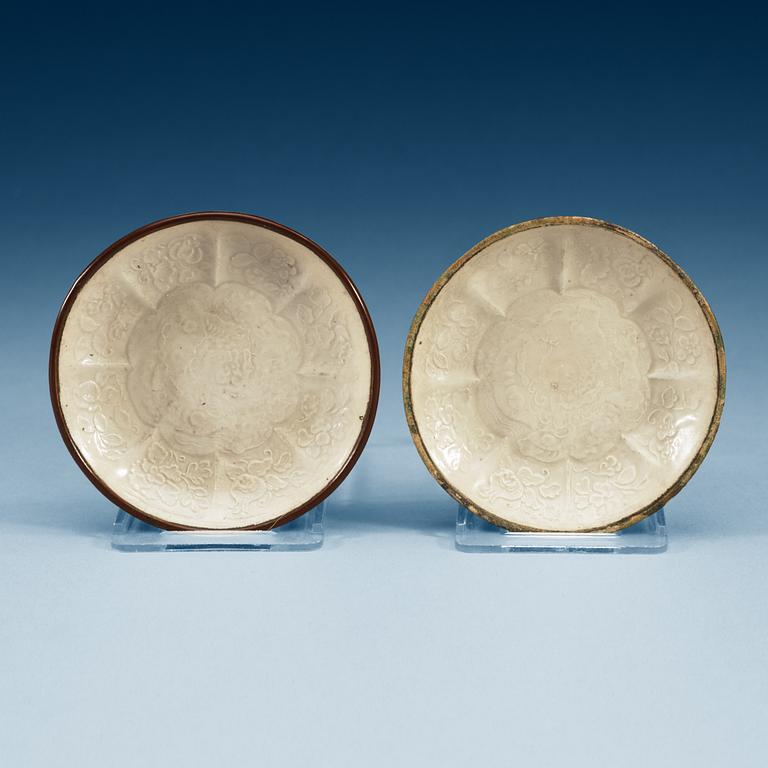 A pair of ding dishes, Song dynasty (960-1279).