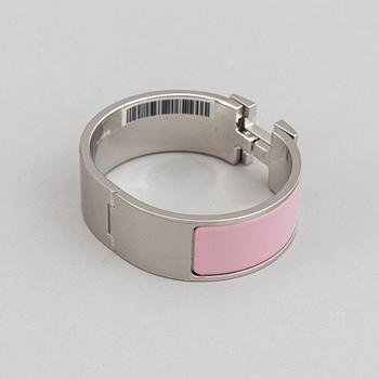 Hermès, armband, "Clic Clac H, Rose/Nacarat Silver".