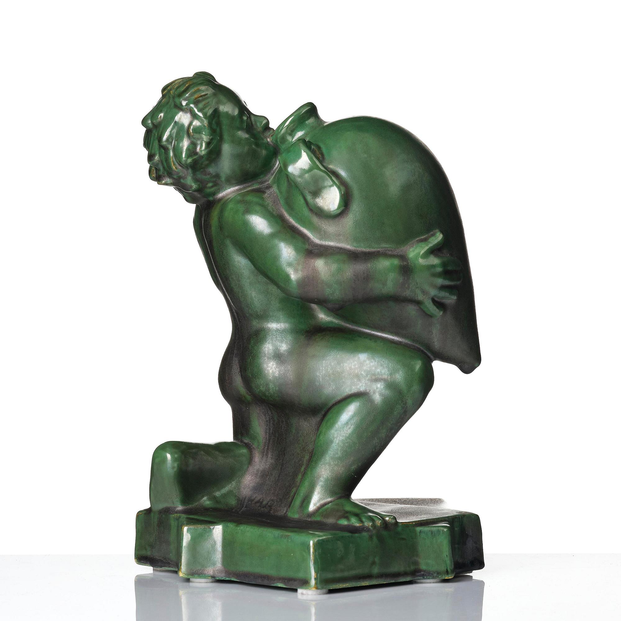 Ivar Johnsson, "Caliban", a glazed ceramic sculpture, Gefle porcelain factory, 1930s.
