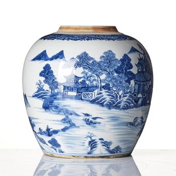 A blue and white jar, Qing dynasty, 18th century.