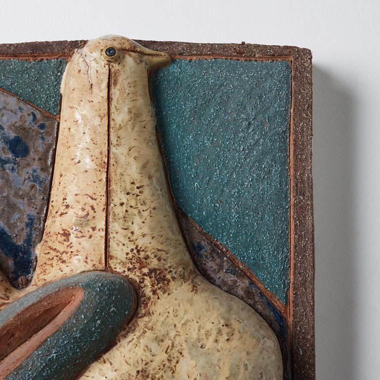 Tyra Lundgren, a stoneware relief 'Rooster'.