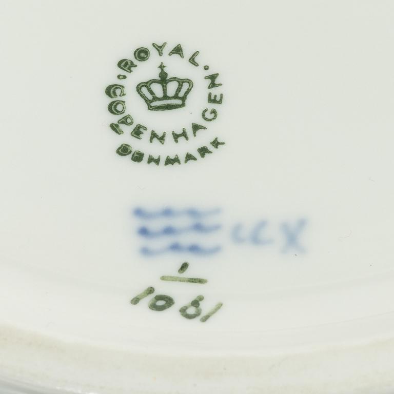 Royal Copenhagen, A 'Musselmalet Full Lace' bowl on a dish, Denmark 1942 and around the year 1900.