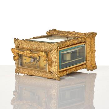 A Traveller's rococo style clock by Anton Liszt Vienna (1828-1868).