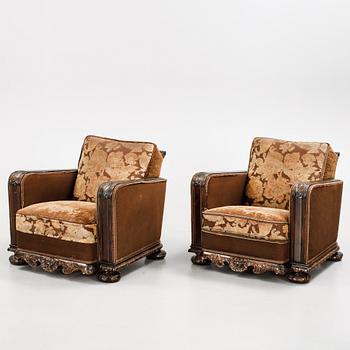 FÅTÖLJER, ett par, art déco, 1930/40-tal.