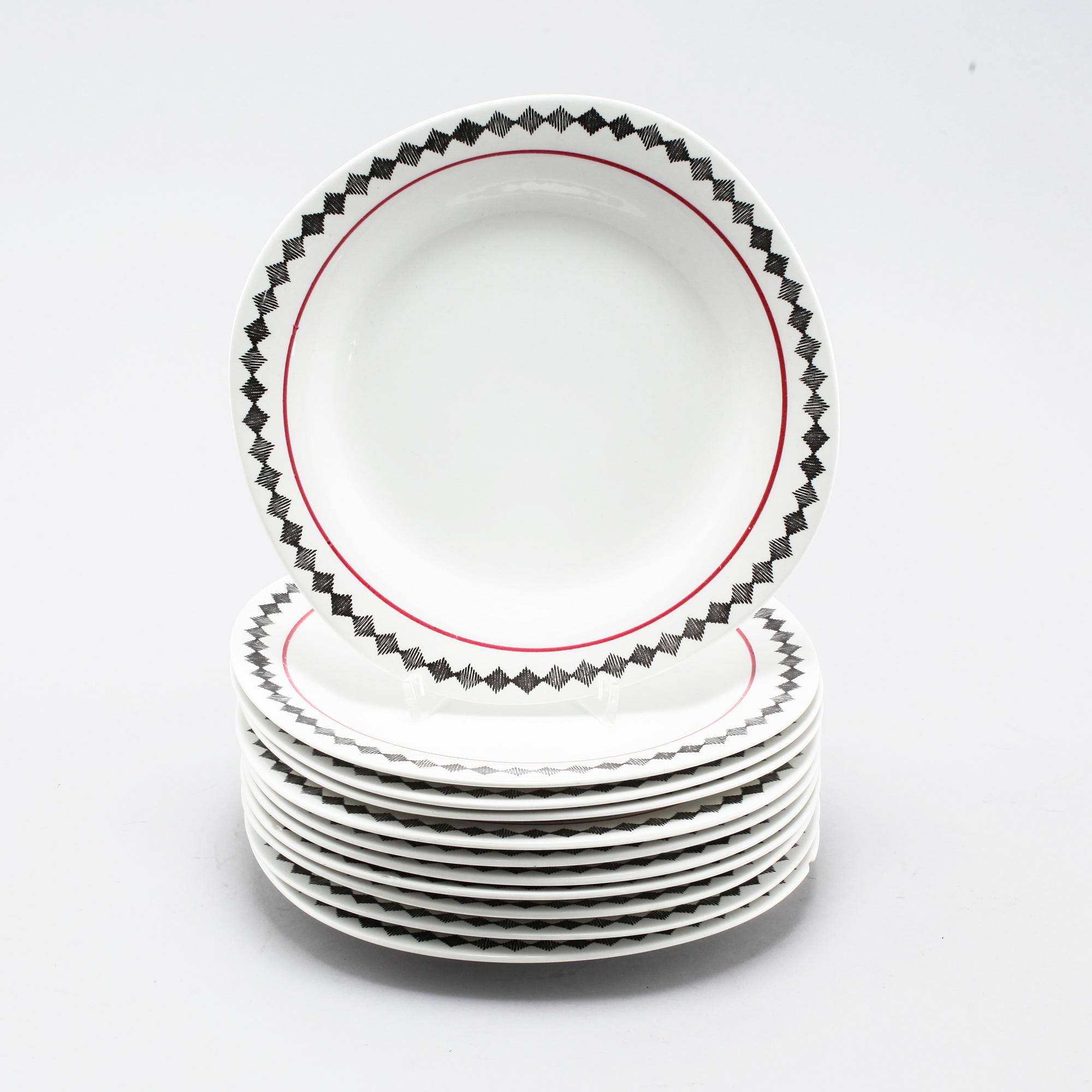 SERVIS, 60 delar, flintgods, "Red Top", Marianne Westmann, Rörstrand, 1900-talets andra hälft.
