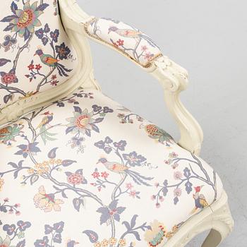 A pair of Swedish Rococo style armchairs, 19th century.