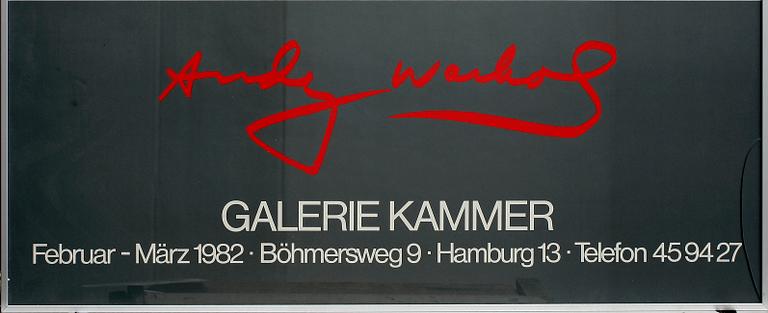ANDY WARHOL, utställningsaffisch, Galerie Kammer, Hamburg, 1981.