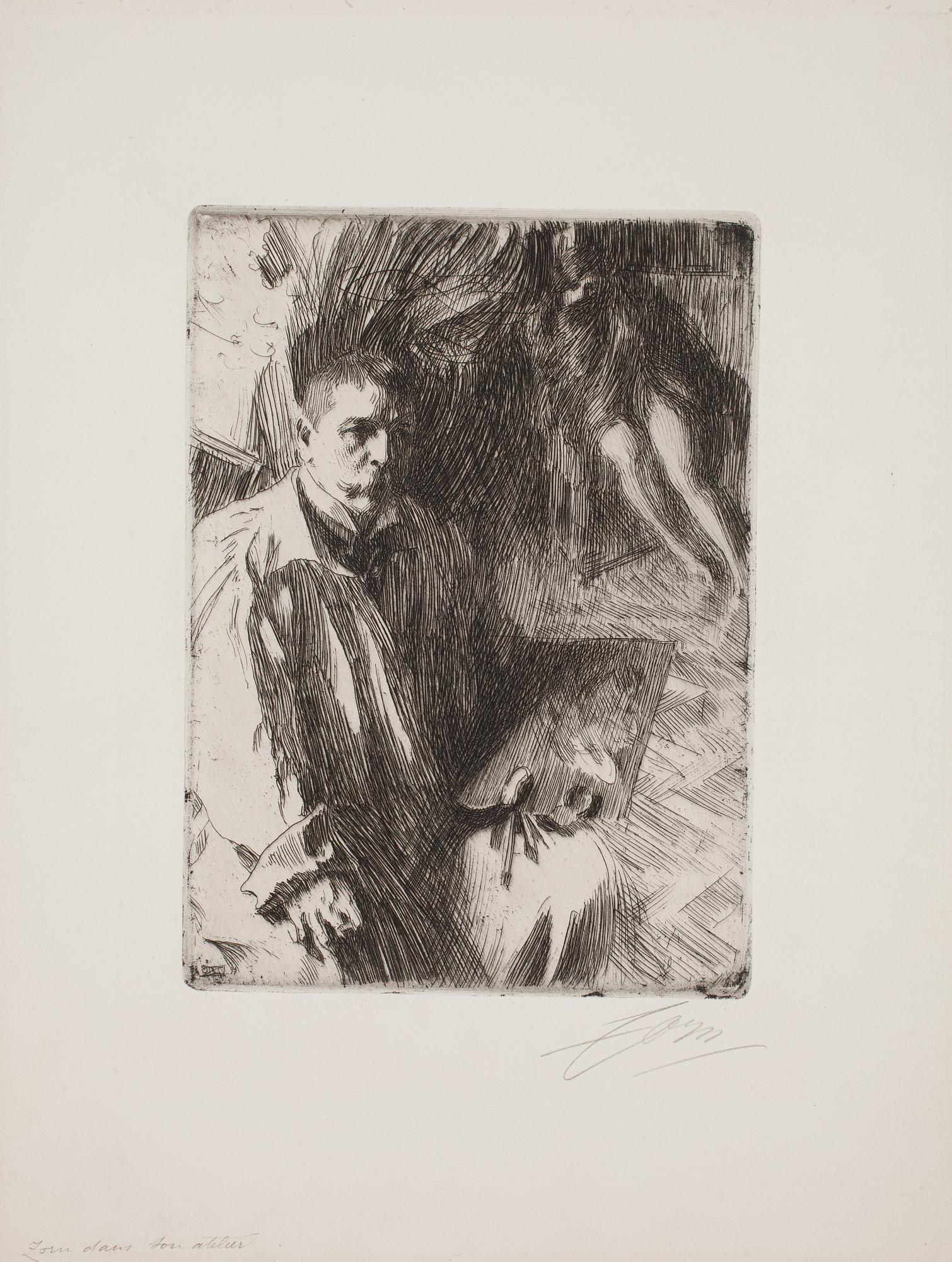 Anders Zorn, "Självporträtt med modell II".