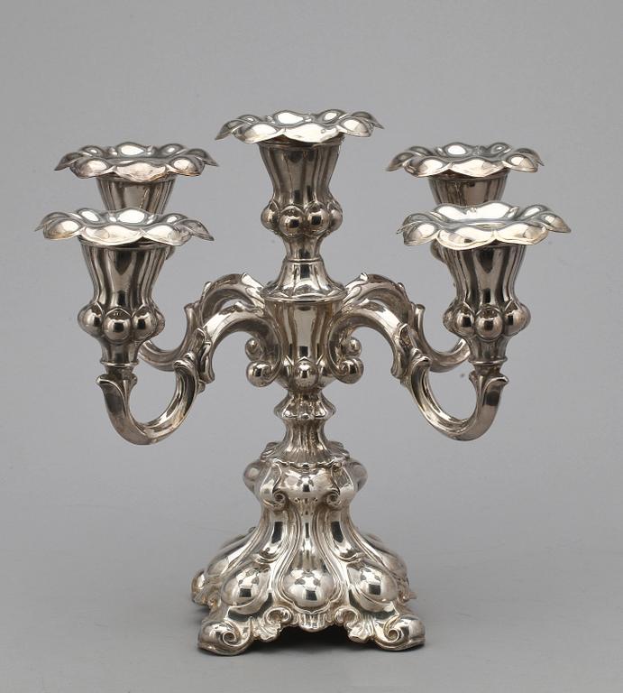 LJUSSTAKE, silver, barockstil, CG Hallberg, 1954, tot vikt ca 772g.