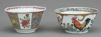 KOPPAR MED FAT, 2+2 st, porslin, Kina, 1700-tal.