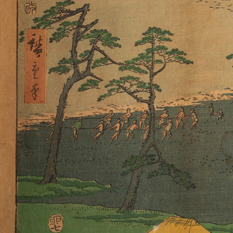 Ando Utagawa Hiroshige, färgträsnitt, 2 st, Japan, 1855.