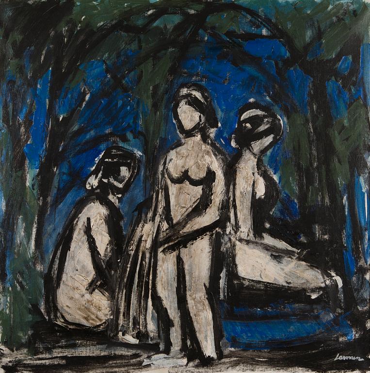 AHTI LAVONEN, BATHERS AT THE POND.