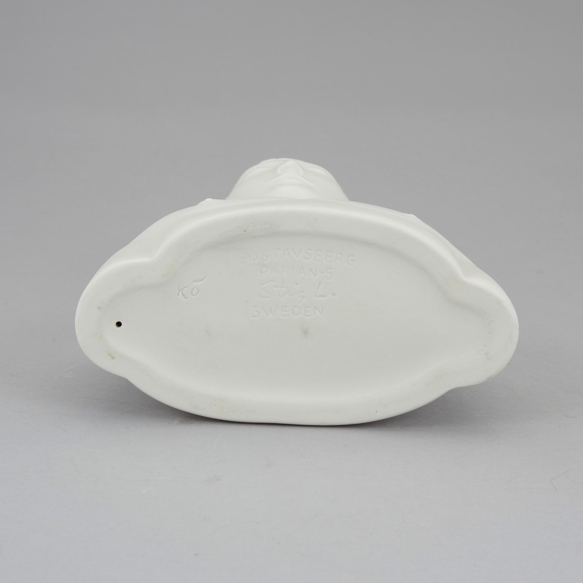 STIG LINDBERG, figurin, parian, "Mannen med masken", Gustavsberg 1970-tal.