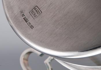 Bertel Gardberg, A SILVER SUGAR BOWL, CREAMER AND SUGAR TONGS.