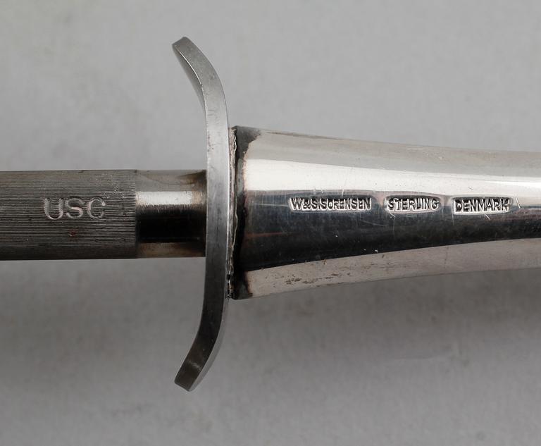 TRANCHERBESTICK, 3 delar, silverskaft, W&S Sörensen, Danmark.