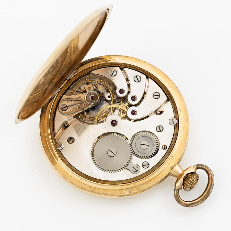 Pocket watch, 14K gold, hunter, 51.5 mm.