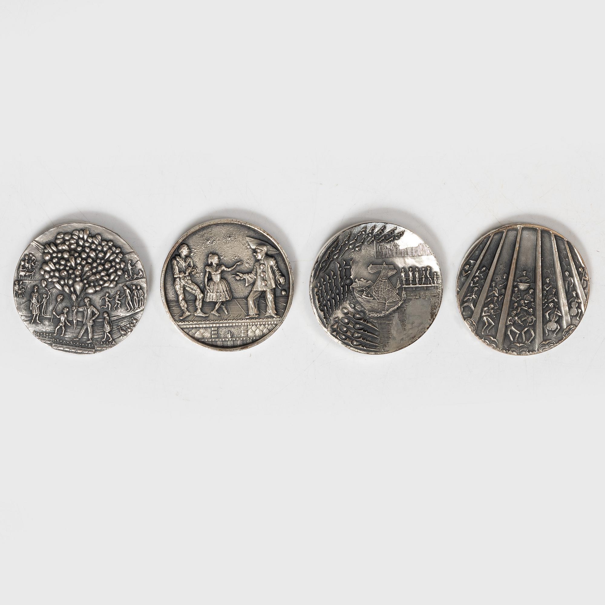 Tivolimedaljen, 4 st, Sterling silver, Anders Nyborg, 1976-1979. Danmark.