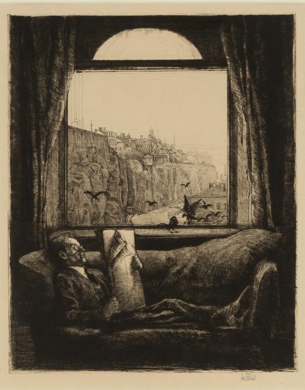 Axel Fridell, "Liggande tidningsläsare" (Mr. Foss).