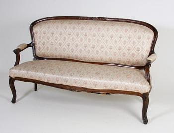 SALONGSMÖBLEMANG, 5 delar, rokokostil, 1900-talets mitt.