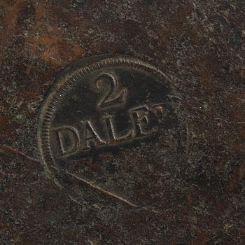 Fredrik I, plate money, 2 daler silver coin, Avesta 1737.