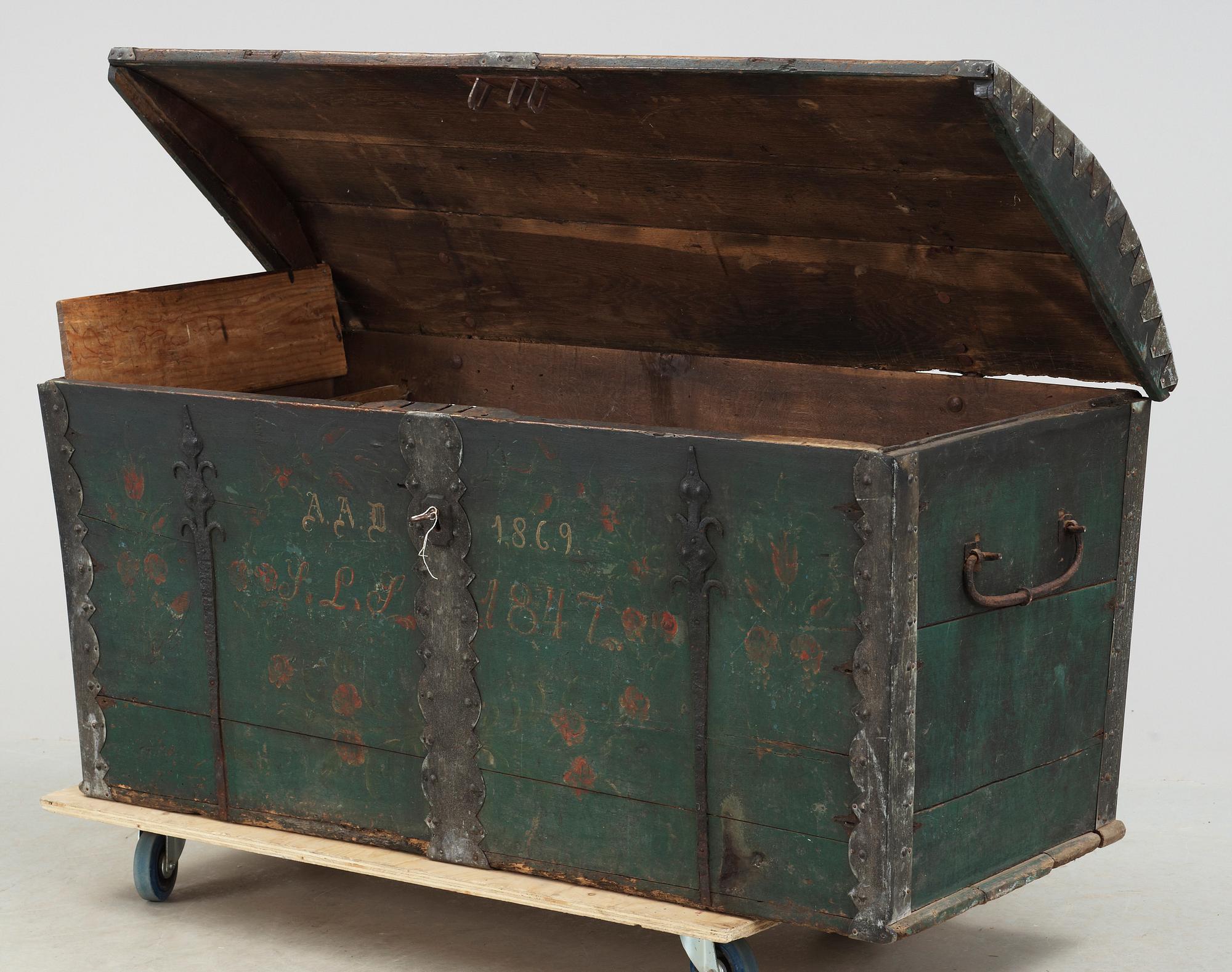 KISTA, allmoge, Skåne, bär datering 1847 samt 1869.