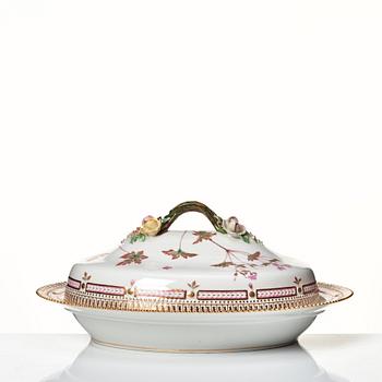 A Royal Copenhagen 'Flora Danica' vegetable tureen with cover, Denmark, 20th Century.