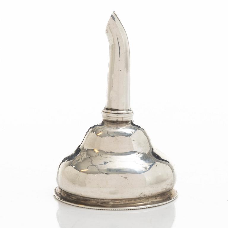 An Irish silver wine funnel, mark of John Lloyd, Dublin circa 1780.