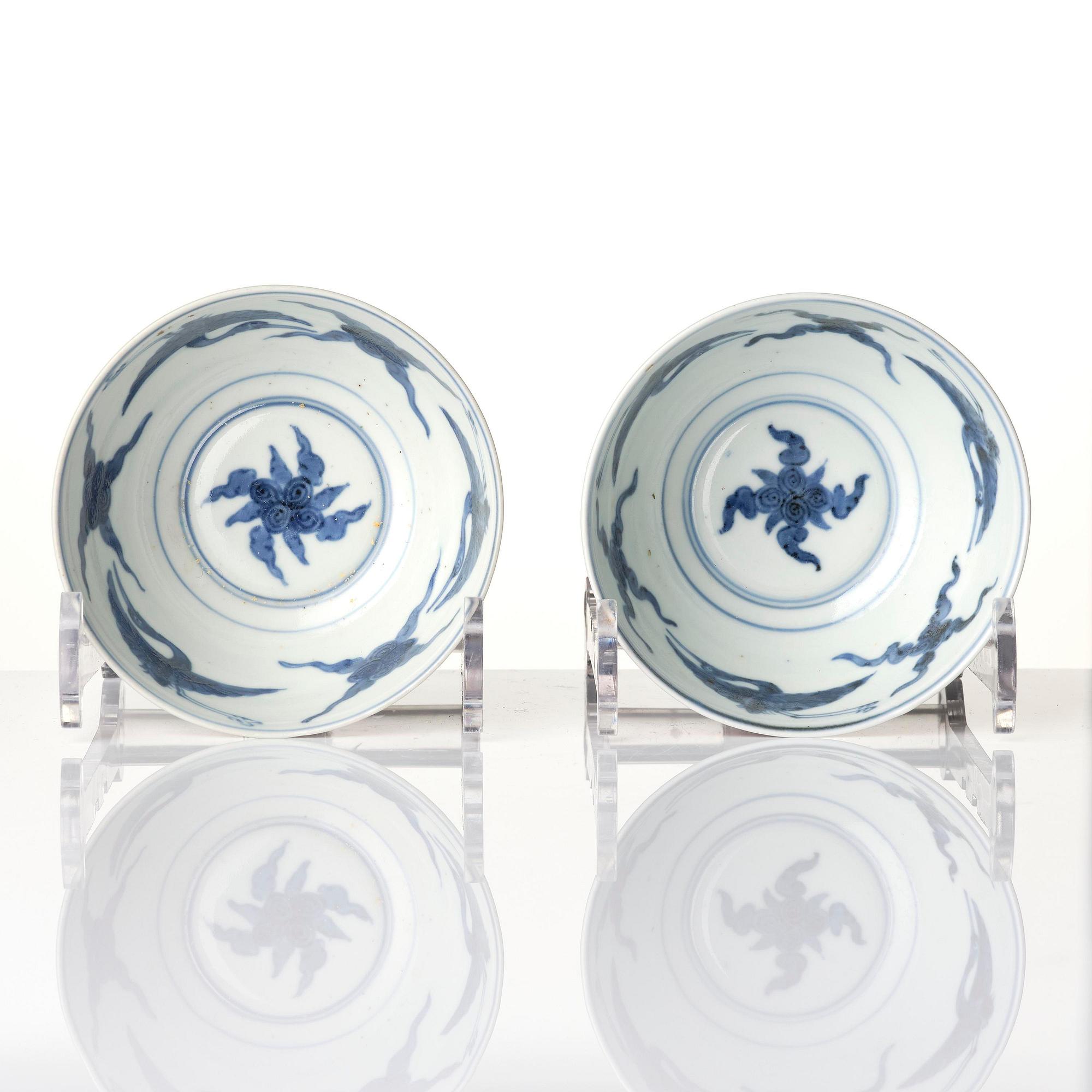 A group of five 'immortals' bowls, Meiji (1868-1912).