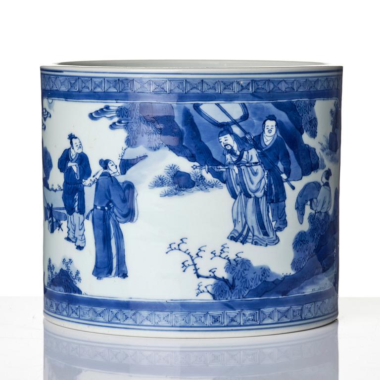 Penselställ/Bitong, porslin. Qingdynastin, Kangxi (1662-1722).