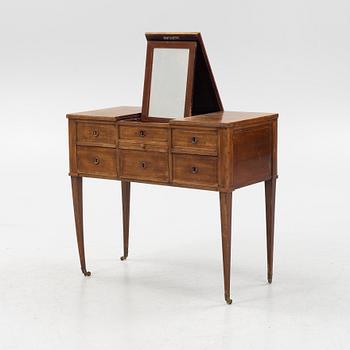A late Gustavian mahogany dressing table, circa 1800.